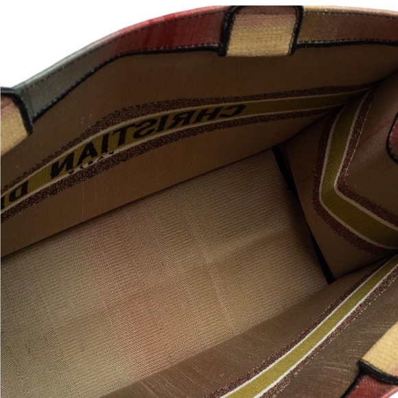 Dior Multicolor Dioraura Canvas Book Tote Rainbow Stripe - Picture 10 of 11